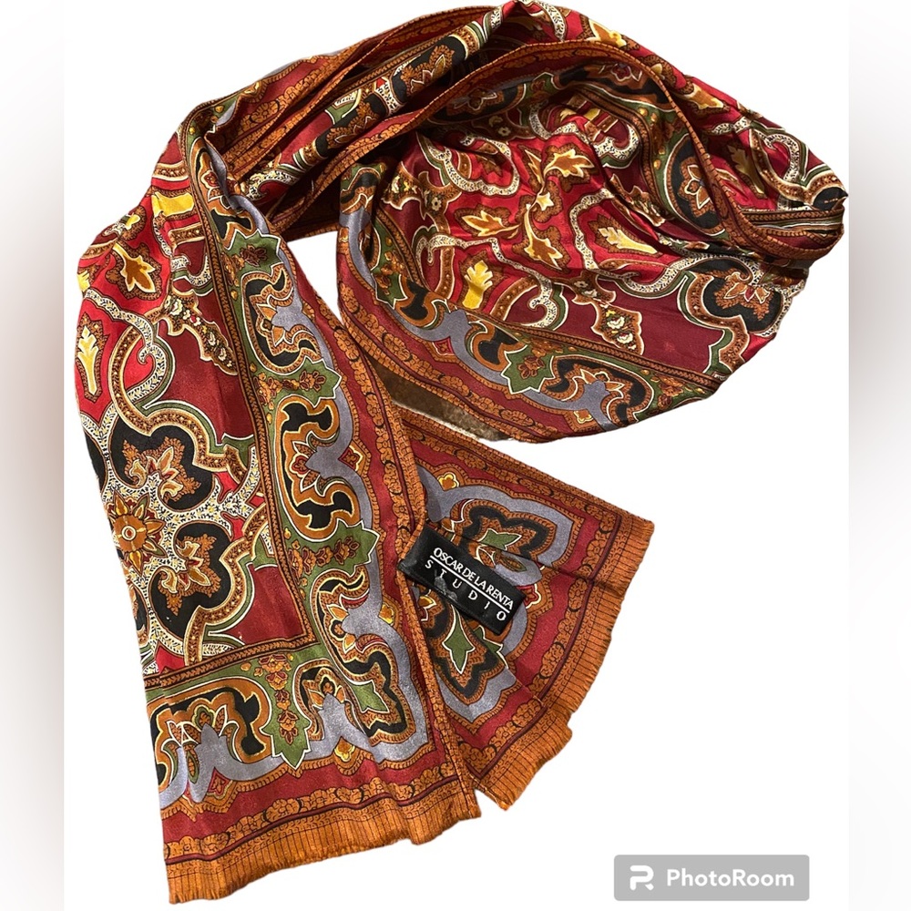 Oscar Da La Renta~100% Multi Colored Geometric Scarf - Picture 1 of 5